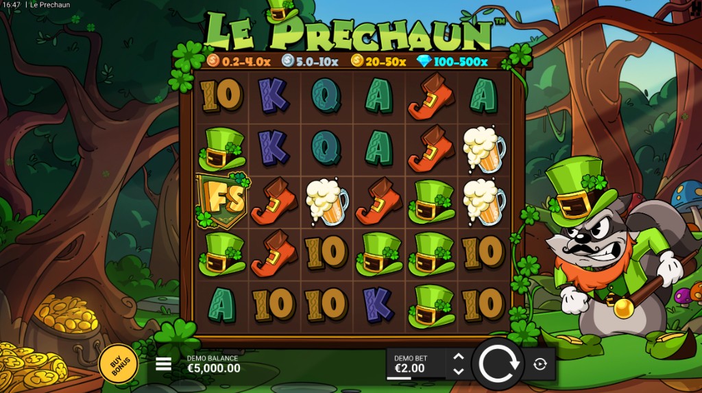 Le Prechaun base game reels with Smokey