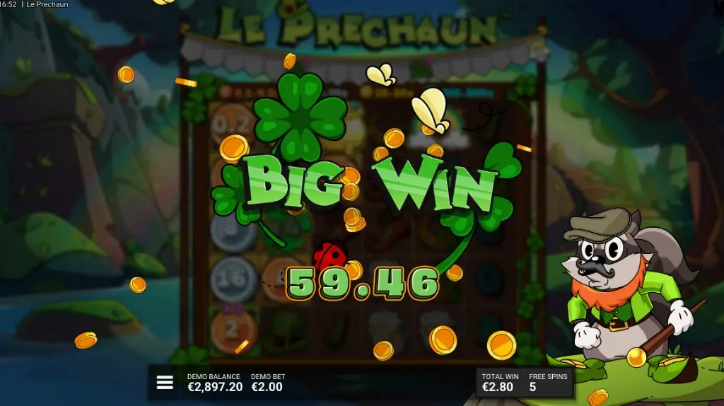 Le Prechaun Big Win celebration